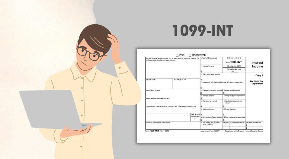 The blank copy of the 1099-INT tax form